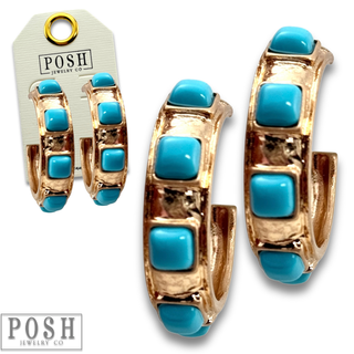 Turquoise bead hoop earring