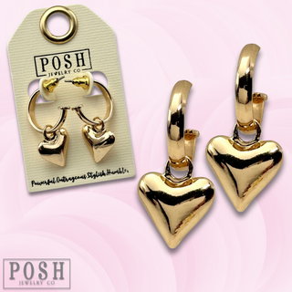 Puffed heart charm earring