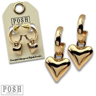 Puffed heart charm earring