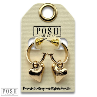 Puffed heart charm earring