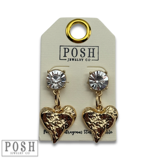 Folk art style heart charm earring