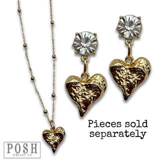 Folk art style heart charm earring