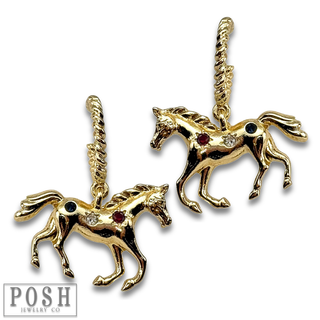 Horse charm hoop earring