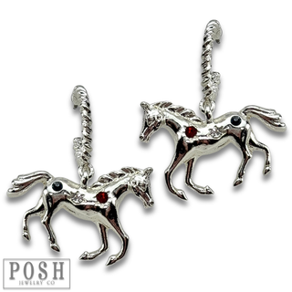 Horse charm hoop earring