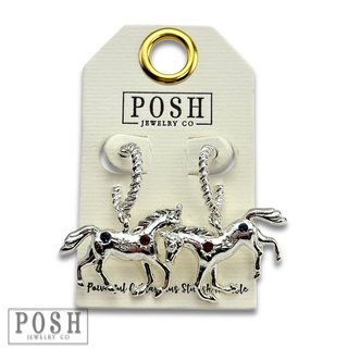 Horse charm hoop earring