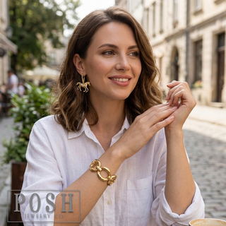 Horse charm hoop earring