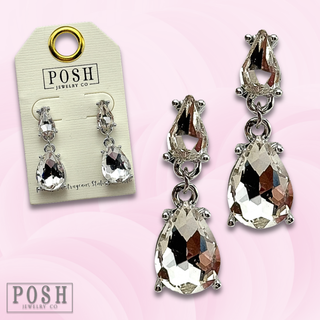 Double teardrop rhinestone earring