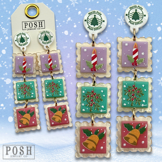 Christmas stamps acrylic earring