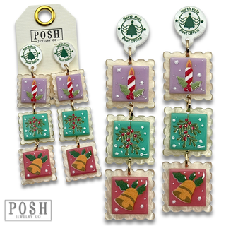 Christmas stamps acrylic earring