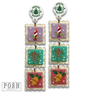 Christmas stamps acrylic earring