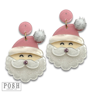 Pink Santa earring