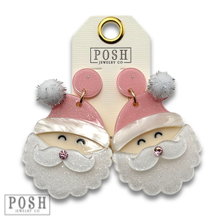 Pink Santa earring