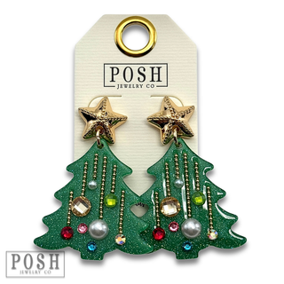 Green decorated Christmas earring