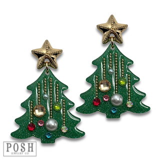 Green decorated Christmas earring