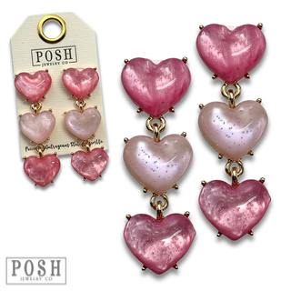 Pink and fuchsia heart charm earring