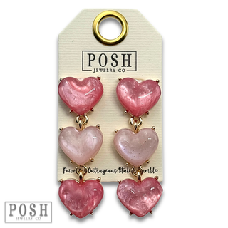 Pink and fuchsia heart charm earring