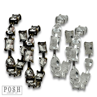Clear rhinestone hoop earring