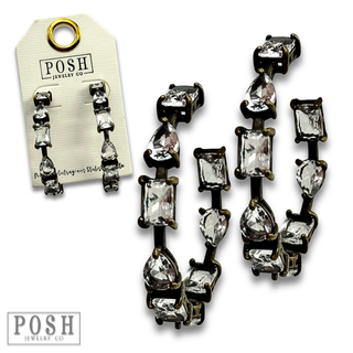 Clear rhinestone hoop earring