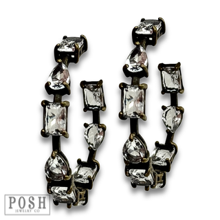 Clear rhinestone hoop earring