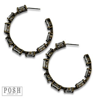 Clear rhinestone hoop earring