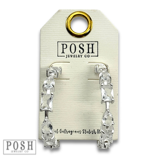 Clear rhinestone hoop earring