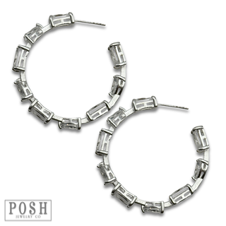 Clear rhinestone hoop earring