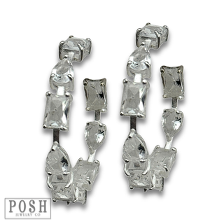 Clear rhinestone hoop earring
