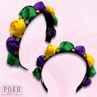 Mardi Gras rose headband