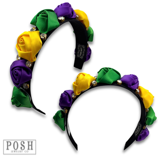 Mardi Gras rose headband