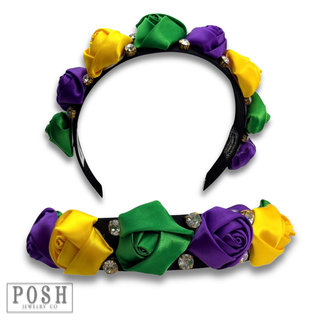 Mardi Gras rose headband