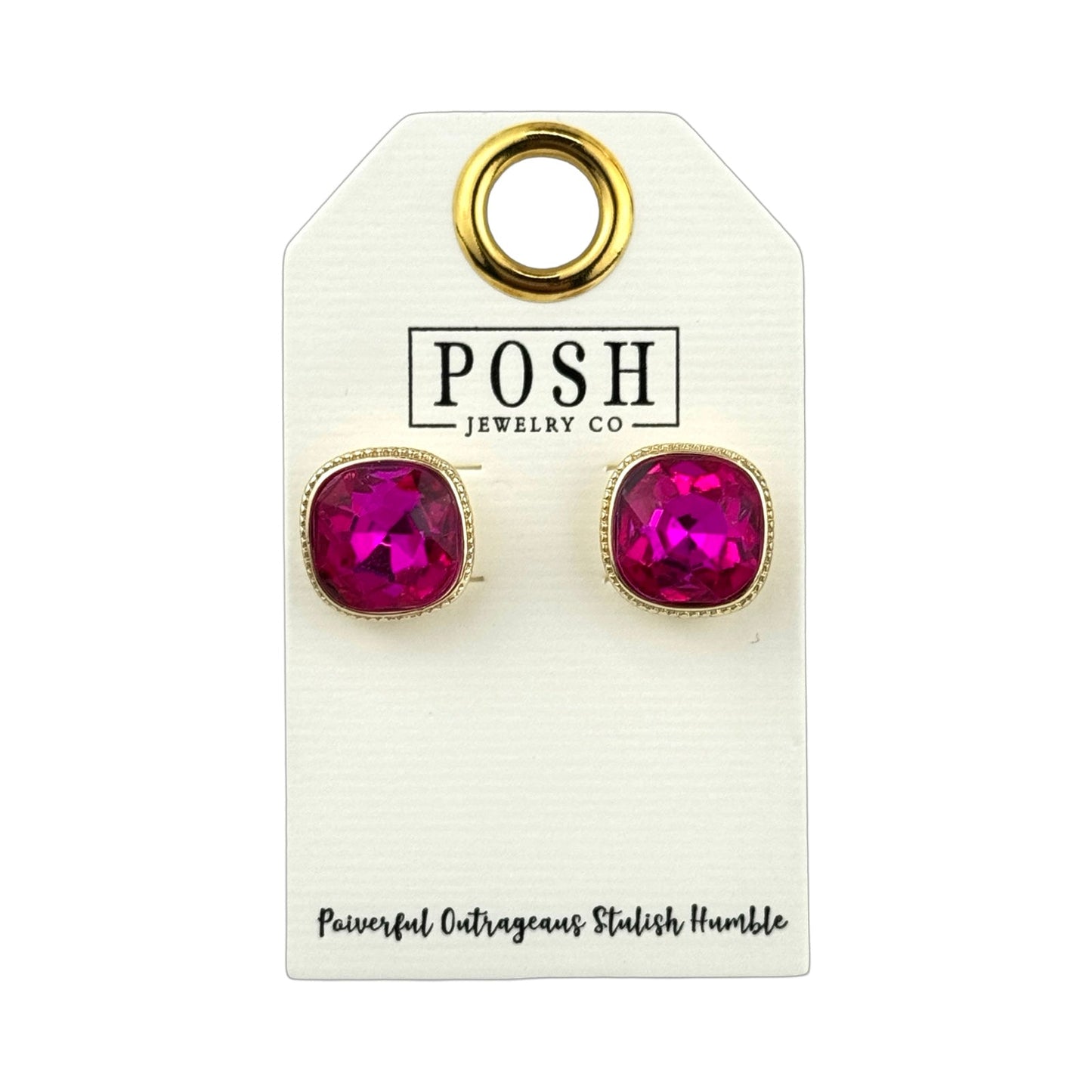 Square rhinestone post earring