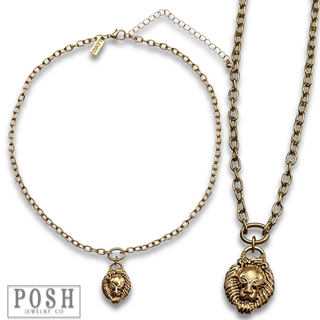 Gold lion head necklace