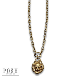 Gold lion head necklace