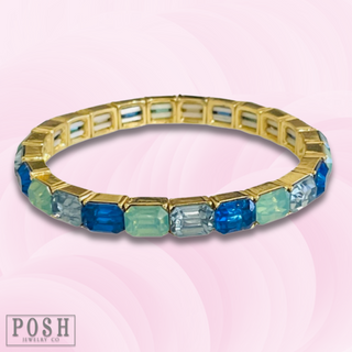 Rectangle rhinestone stretch bracelet