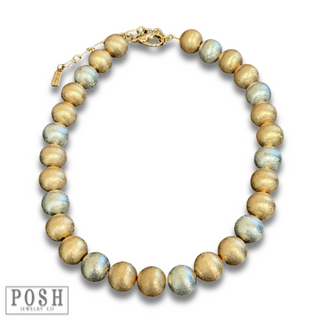 Brushed gold bead necklace, last call
