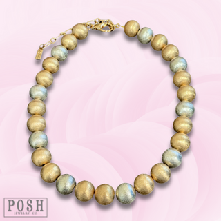 Brushed gold bead necklace, last call
