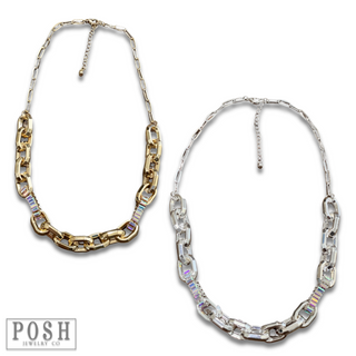 Rhinestone and chunky chain necklace