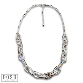 Rhinestone and chunky chain necklace