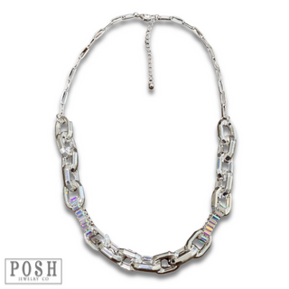 Rhinestone and chunky chain necklace