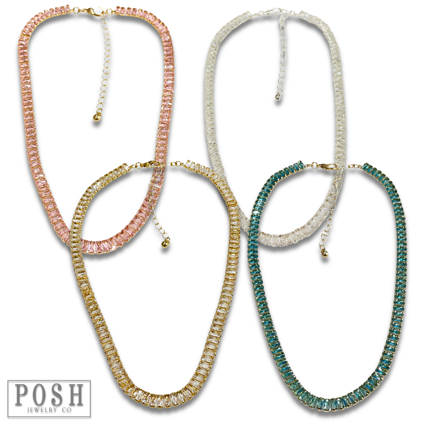 Rhinestone tennis necklace