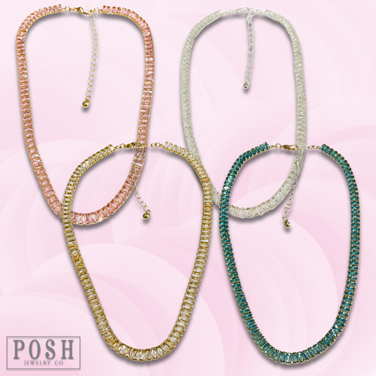 Rhinestone tennis necklace