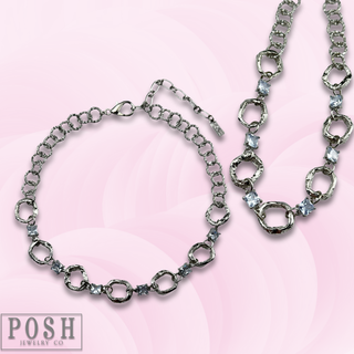 Chain necklace with rhinestone squares