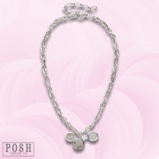 Link chain necklace with charms