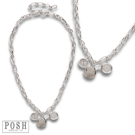 Link chain necklace with charms