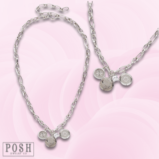 Link chain necklace with charms