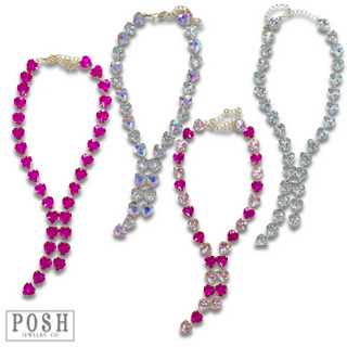 Rhinestone heart lariat necklace