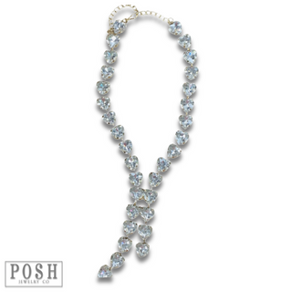 Rhinestone heart lariat necklace