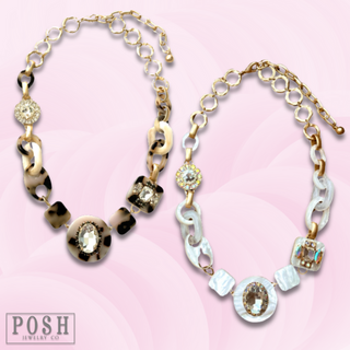 Acrylic chain and rhinestone necklace