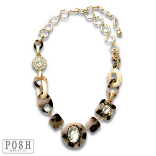 Acrylic chain and rhinestone necklace