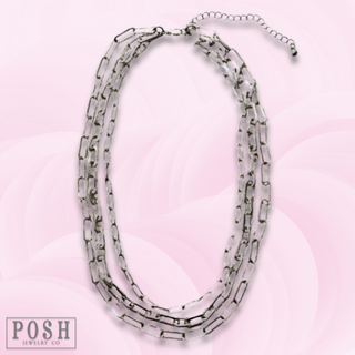 Triple paperclip chain layering necklace